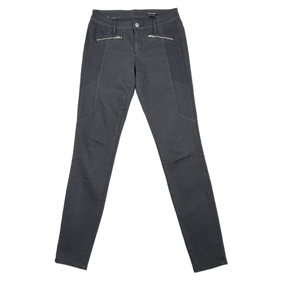 Club Monaco Jeans Women Size 2 Grey Stretch Low‎ Rise Skinny Faux Zipper Pockets - Picture 1 of 11